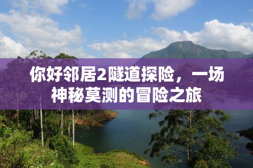 你好邻居2隧道探险，一场神秘莫测的冒险之旅