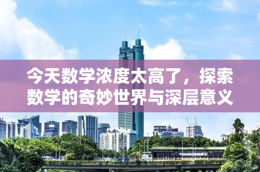 今天数学浓度太高了，探索数学的奇妙世界与深层意义