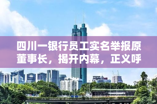 四川一银行员工实名举报原董事长，揭开内幕，正义呼唤重塑金融生态