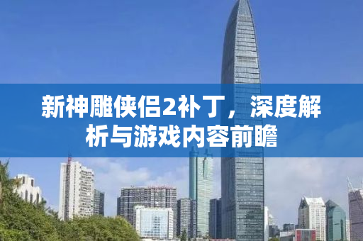 新神雕侠侣2补丁，深度解析与游戏内容前瞻